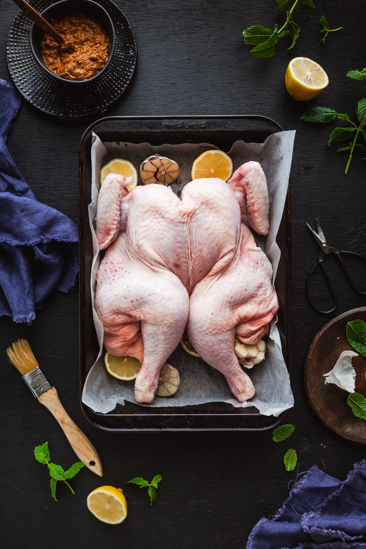 Butterflied Indian Spiced Inglewood Chicken with Garam Masala Potatoes & Minted Curry Peas | The Whimsical Wife