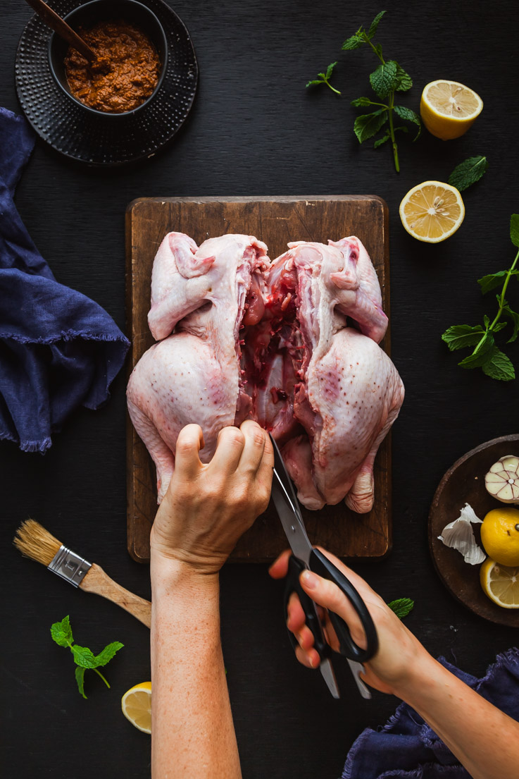 Butterflied Indian Spiced Inglewood Chicken with Garam Masala Potatoes & Minted Curry Peas | The Whimsical Wife