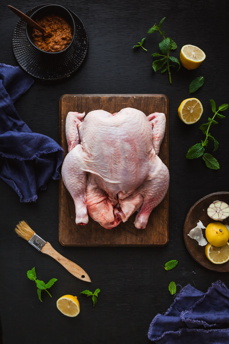 Butterflied Indian Spiced Inglewood Chicken with Garam Masala Potatoes & Minted Curry Peas | The Whimsical Wife