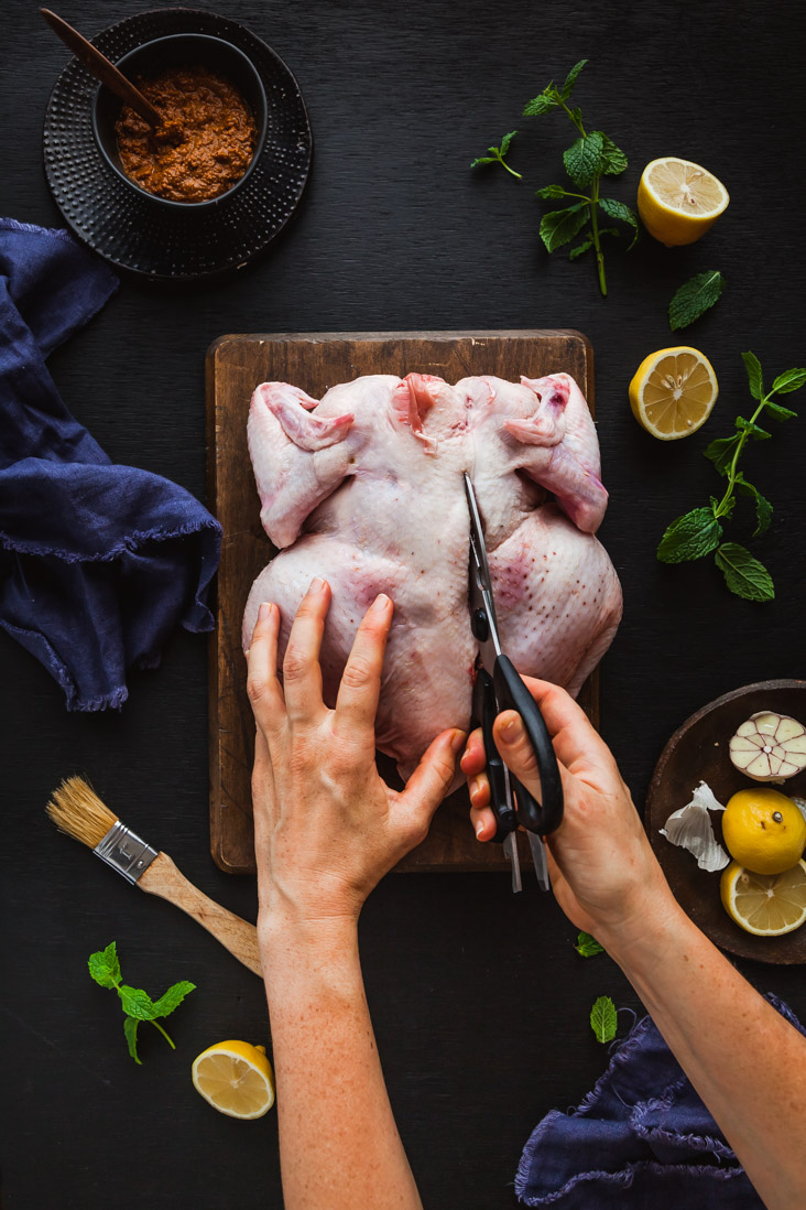 Butterflied Indian Spiced Inglewood Chicken with Garam Masala Potatoes & Minted Curry Peas | The Whimsical Wife
