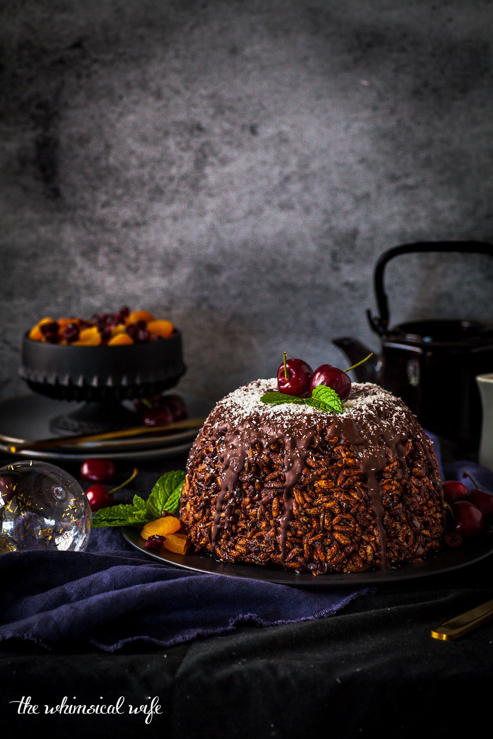 Chocolate Rice Crispy Christmas Pudding (GF, DF, Nut & Egg Free)