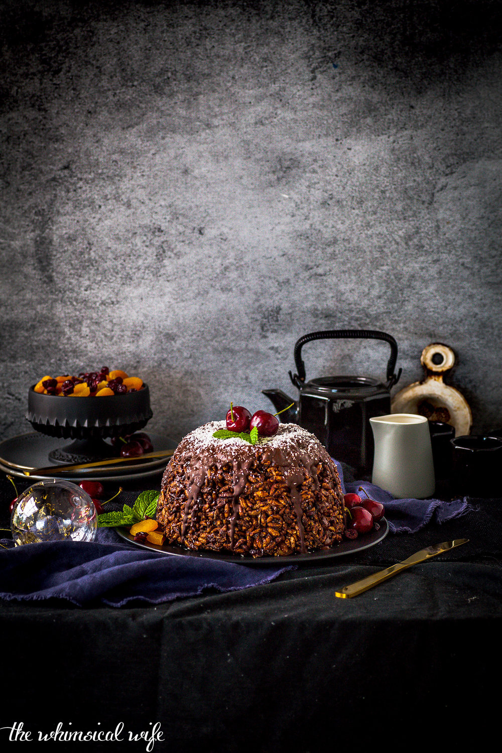 Chocolate Rice Crispy Christmas Pudding (GF, DF, Nut & Egg Free)