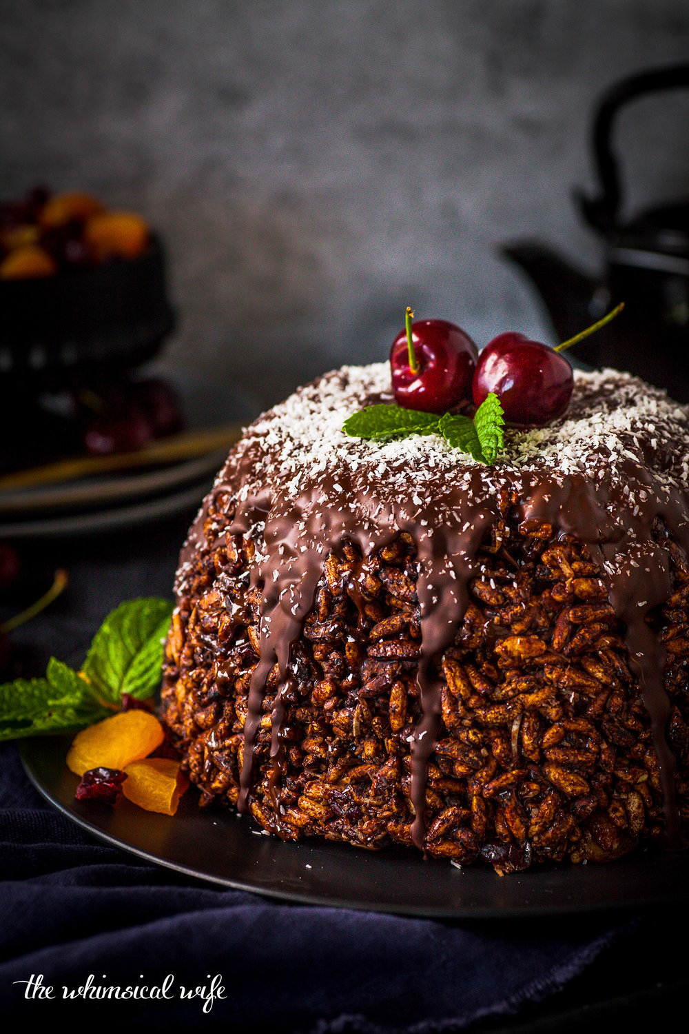 Chocolate Rice Crispy Christmas Pudding (GF, DF, Nut & Egg Free)