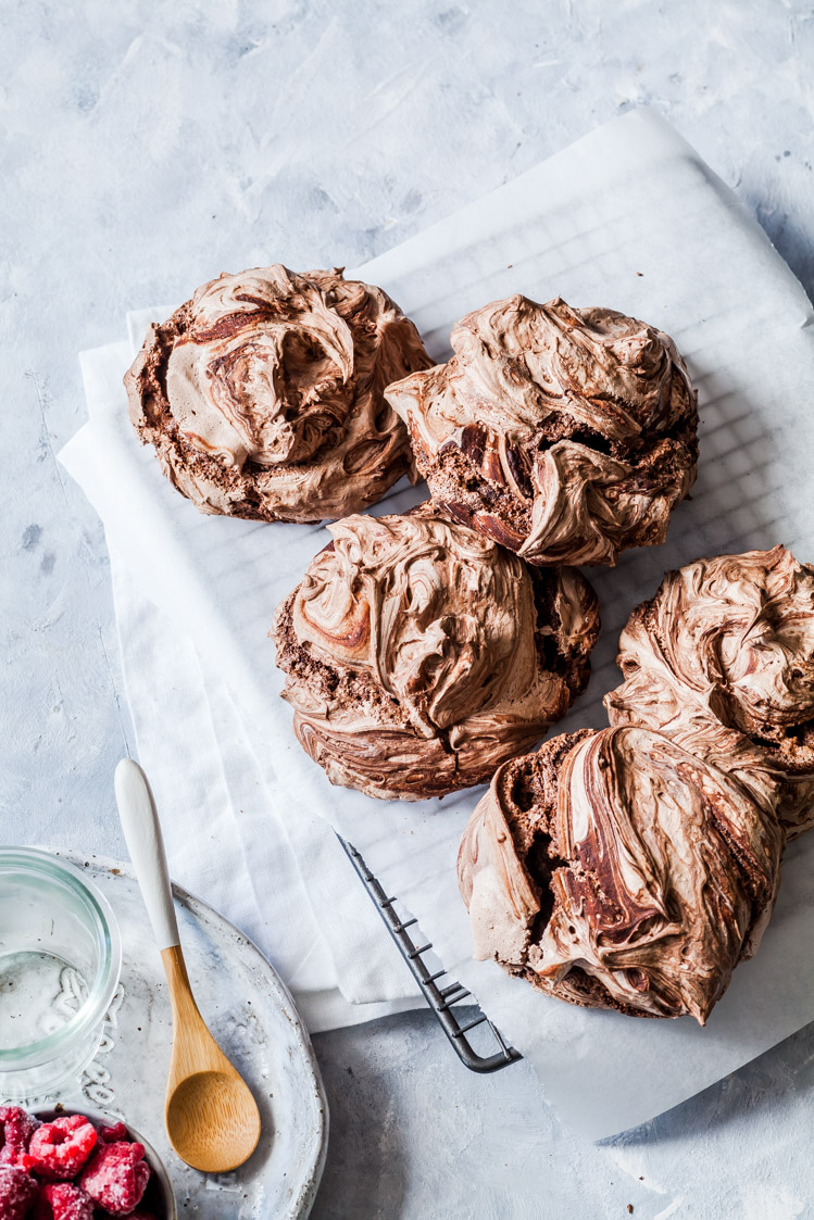 Double Chocolate Meringues With Almond Butter & Raspberries | The Whimsical Wife