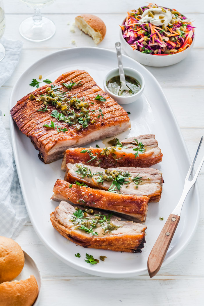 Herb, Honey Mustard Murray Valley Pork Belly With Jalapeno Fennel & Apple Slaw - The Whimsical Wife