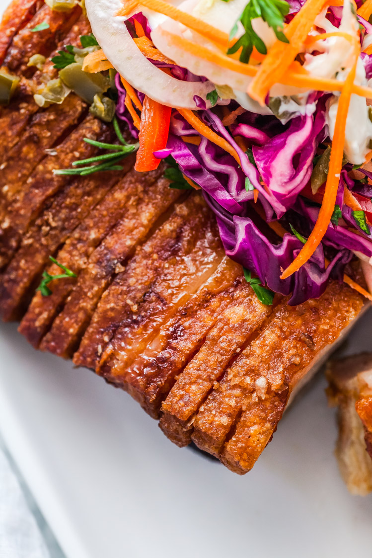 Herb, Honey Mustard Murray Valley Pork Belly With Jalapeno Fennel & Apple Slaw - The Whimsical Wife