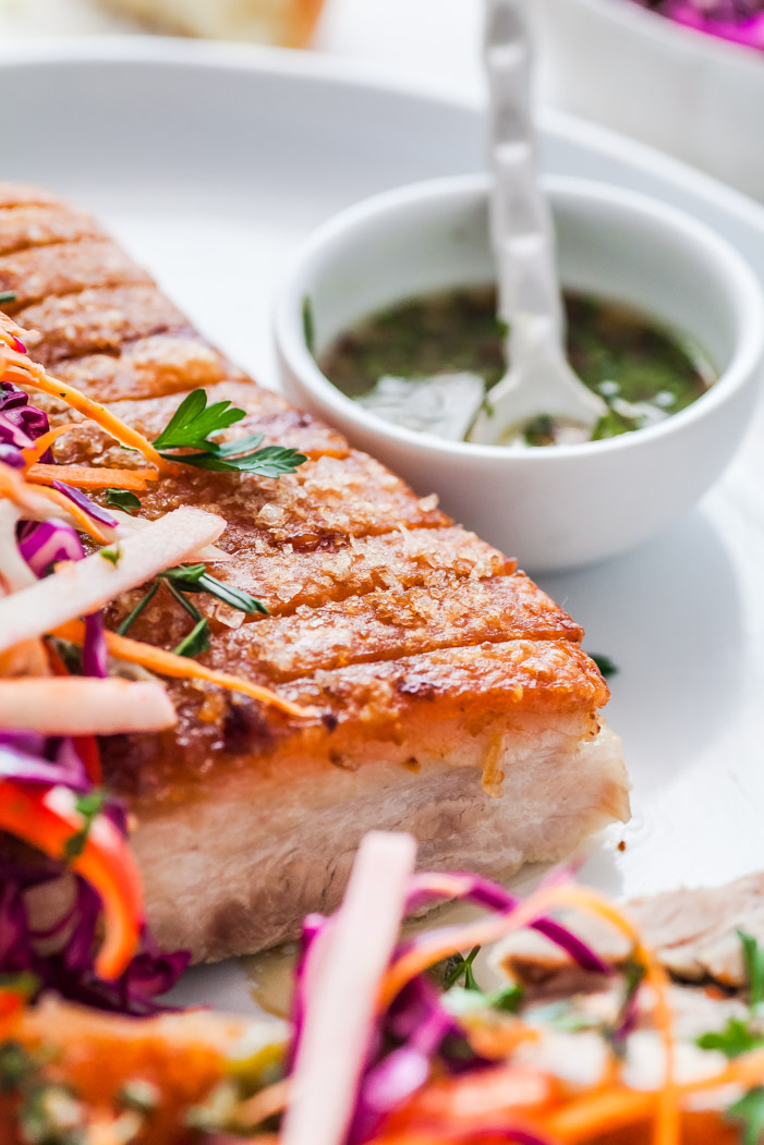 Herb, Honey Mustard Murray Valley Pork Belly With Jalapeno Fennel & Apple Slaw - The Whimsical Wife