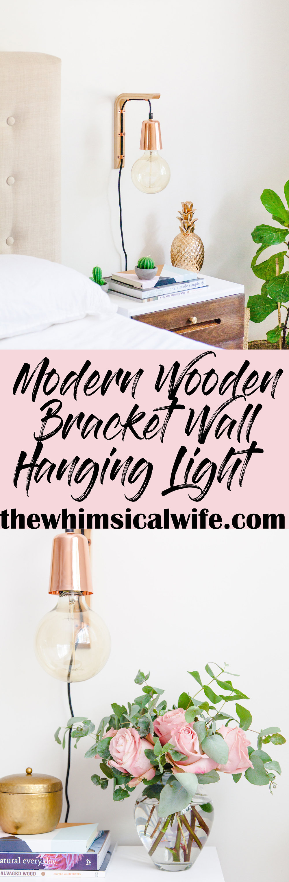 How To Make A Modern Hanging Wooden Wall Bracket Light | The Whimsical Wife