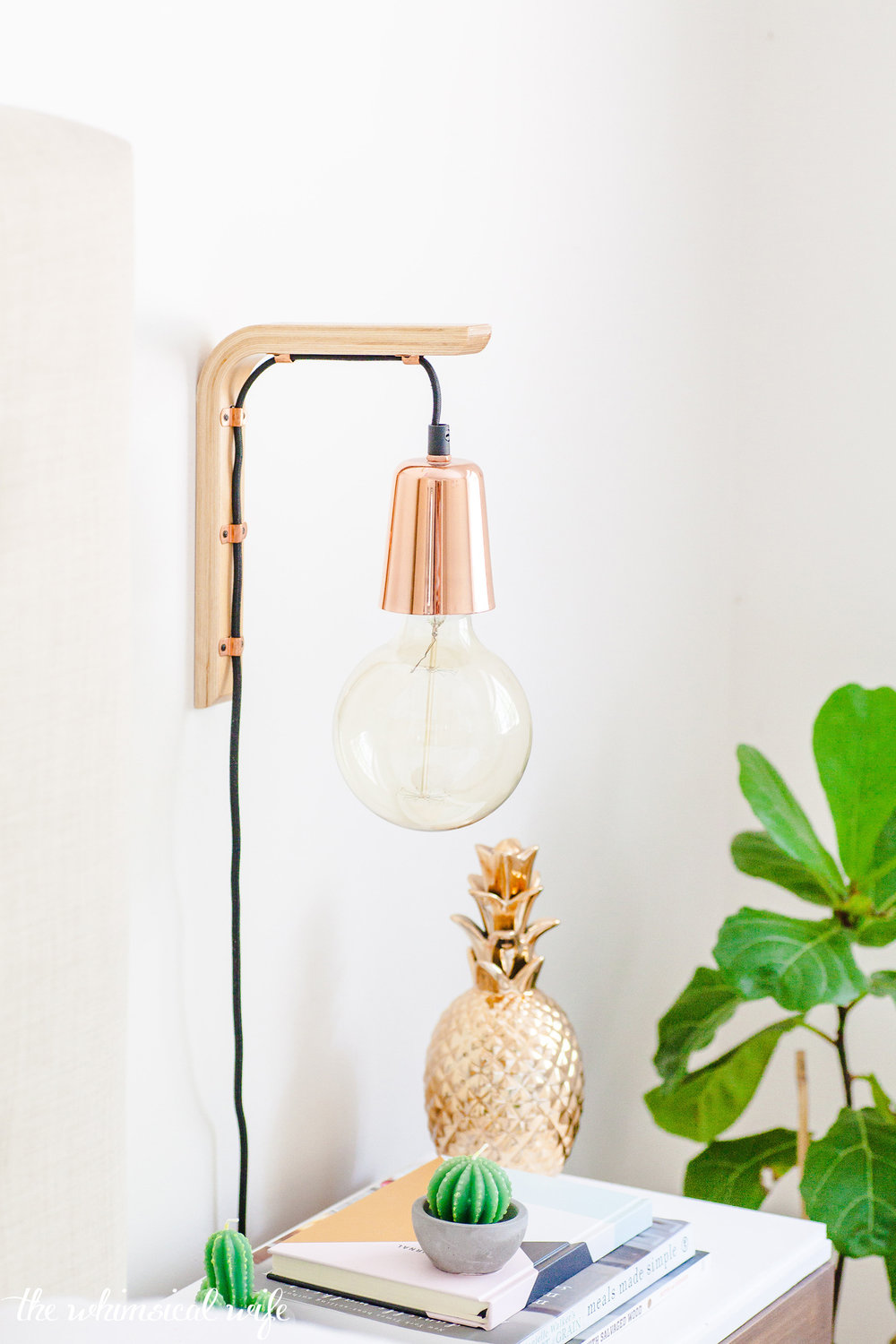 How To Make A Modern Hanging Wooden Wall Bracket Light | The Whimsical Wife