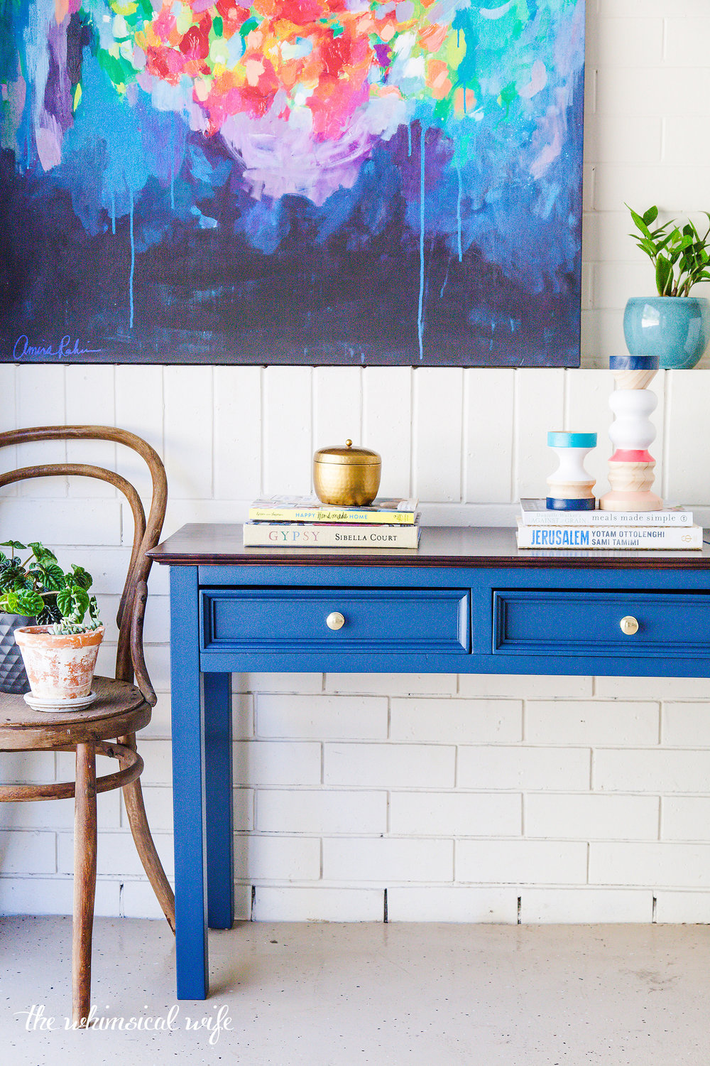 Mid Century Hall Table Makeover