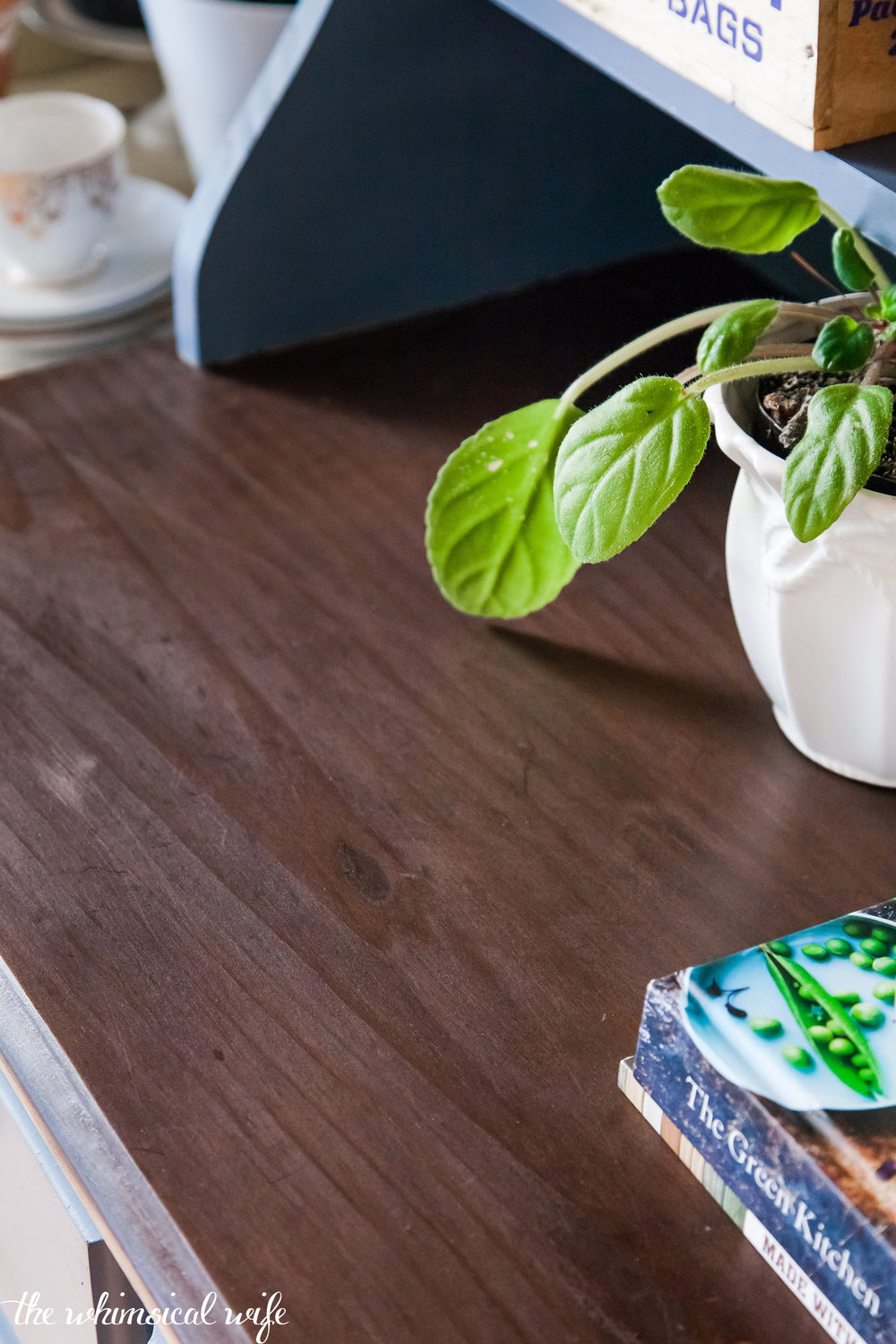 Mid Century Style Kitchen Hutch Makeover | The Whimsical Wife