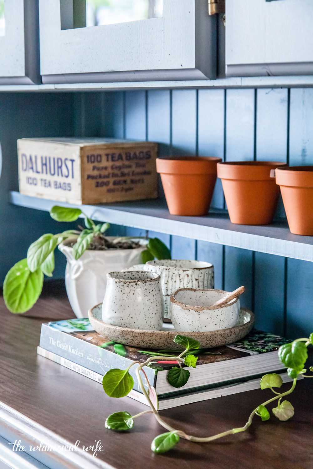 Mid Century Style Kitchen Hutch Makeover | The Whimsical Wife