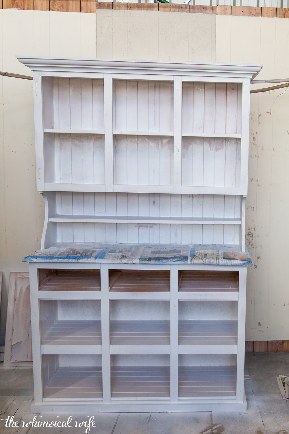 Mid Century Style Kitchen Hutch Makeover | The Whimsical Wife