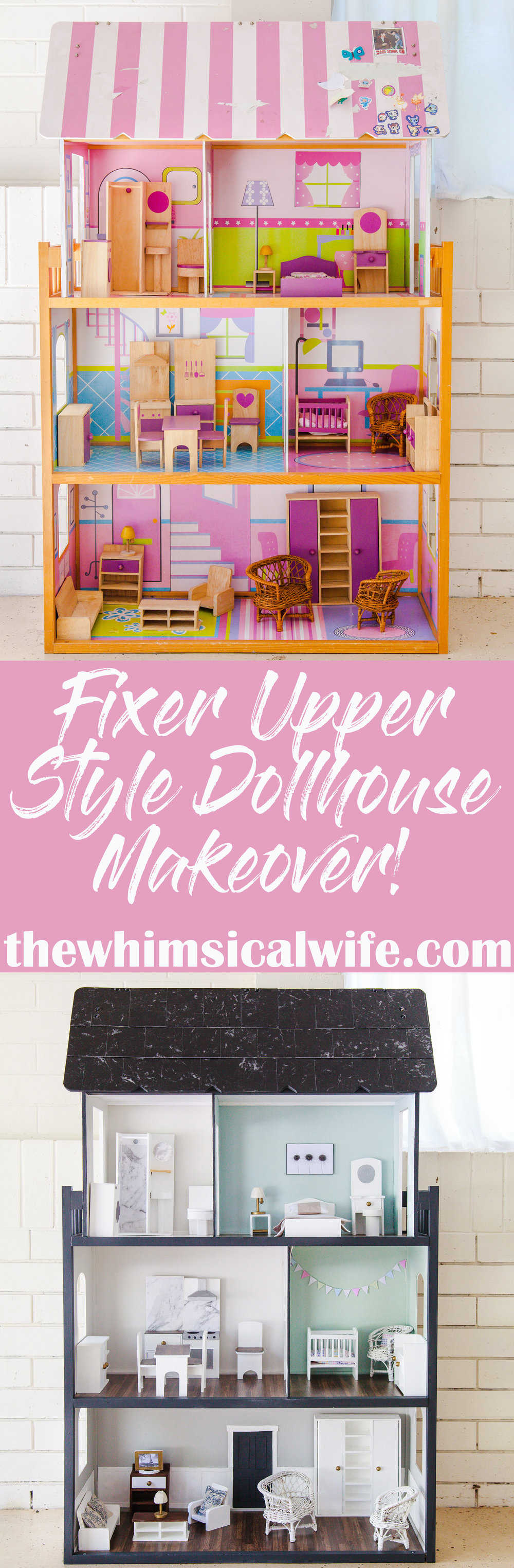 My Fixer Upper Style Dollhouse Makeover + Video | The Whimsical Wife
