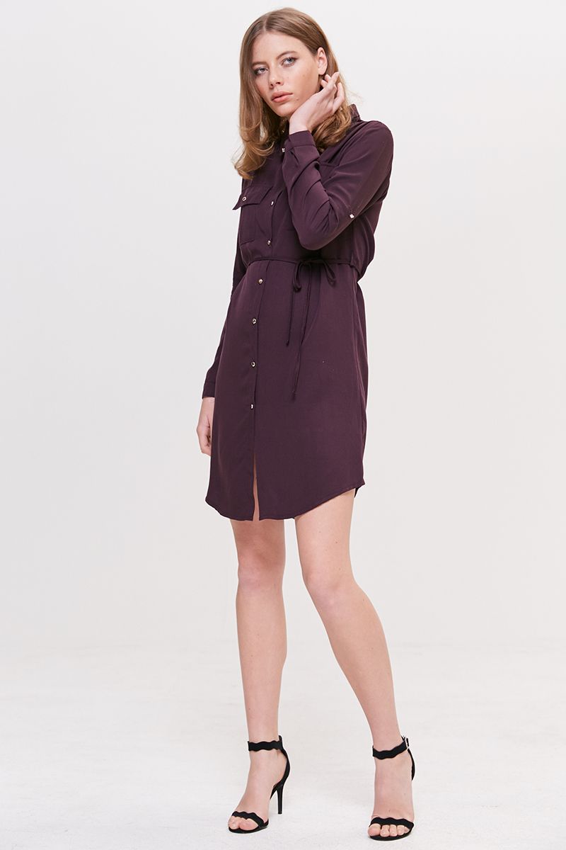 Burgundy Shirt Dress