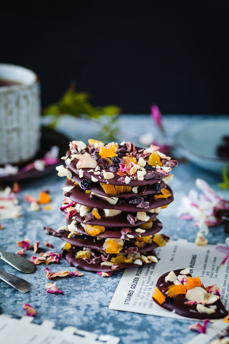 Spring Inspired Fruit & Nut Dark Chocolate Clusters | The Whimsical Wife