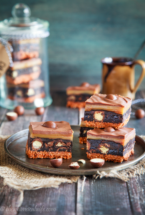 Salted Caramel No Bake Malteser Slice 