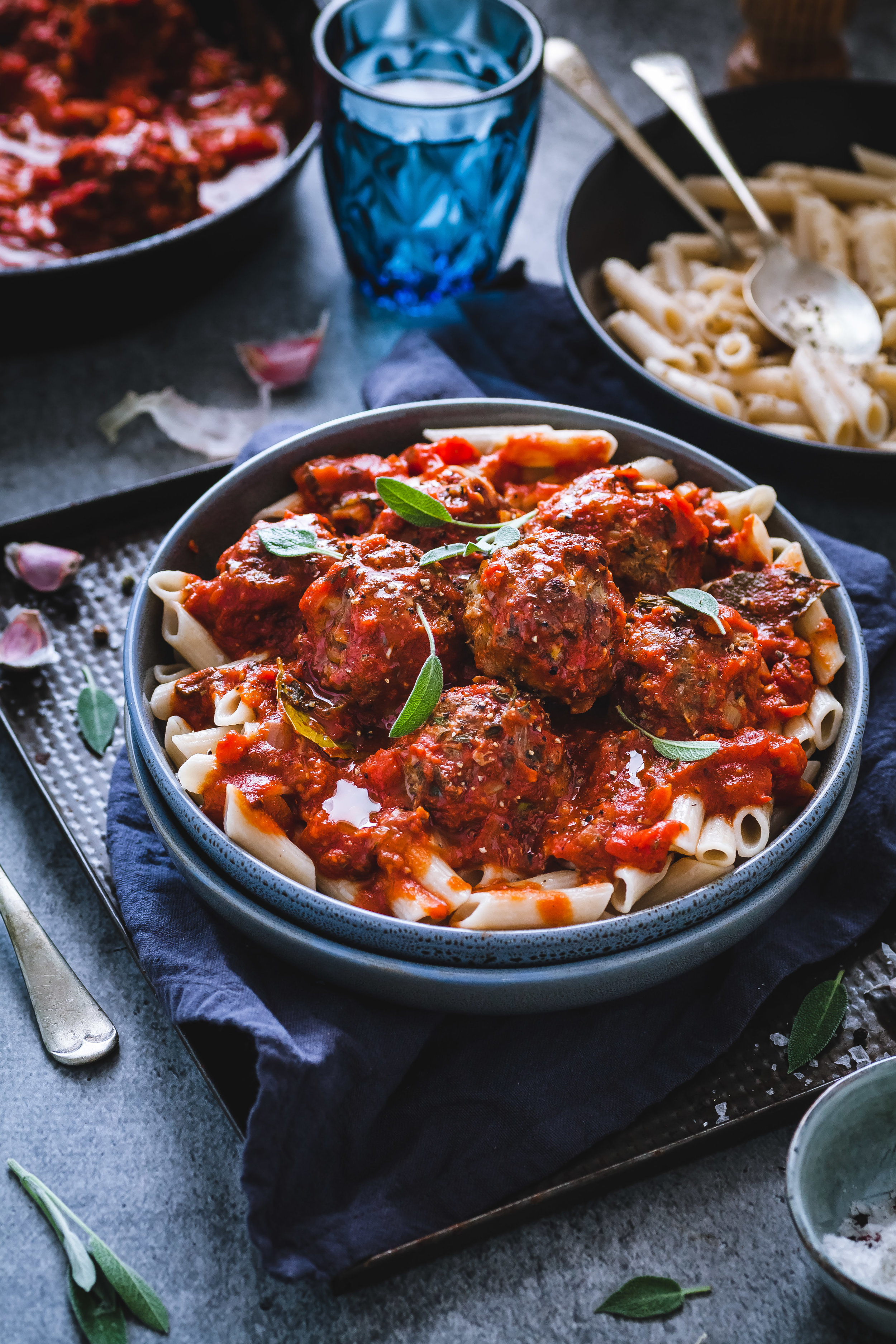 30 Minute Italian Turkey &amp; Pine Nut Meatballs With Penne {GF &amp; DF}