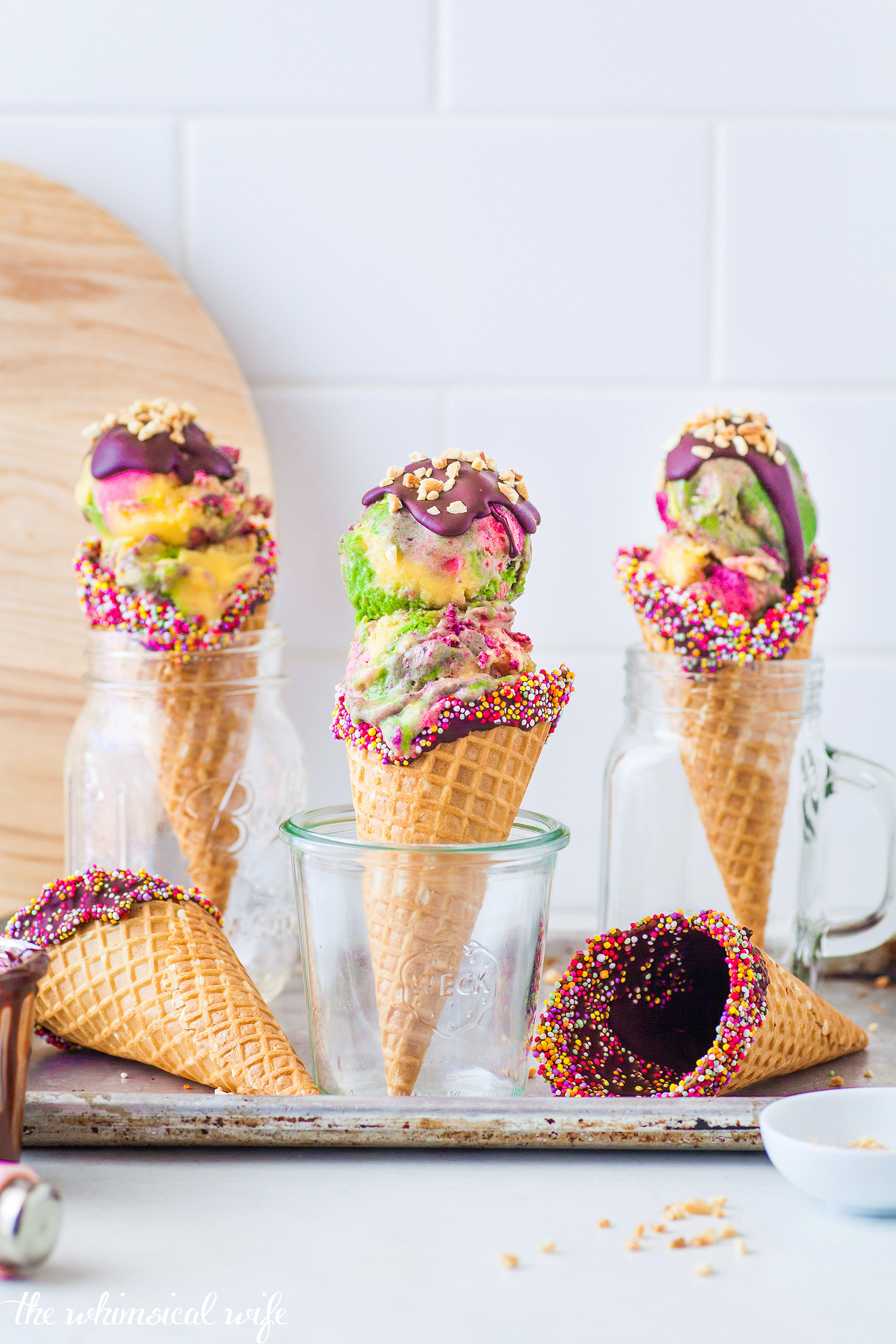 No Churn Rainbow Extraordinaire Nicecream + Video {DF, GF, Egg + Nut Free)