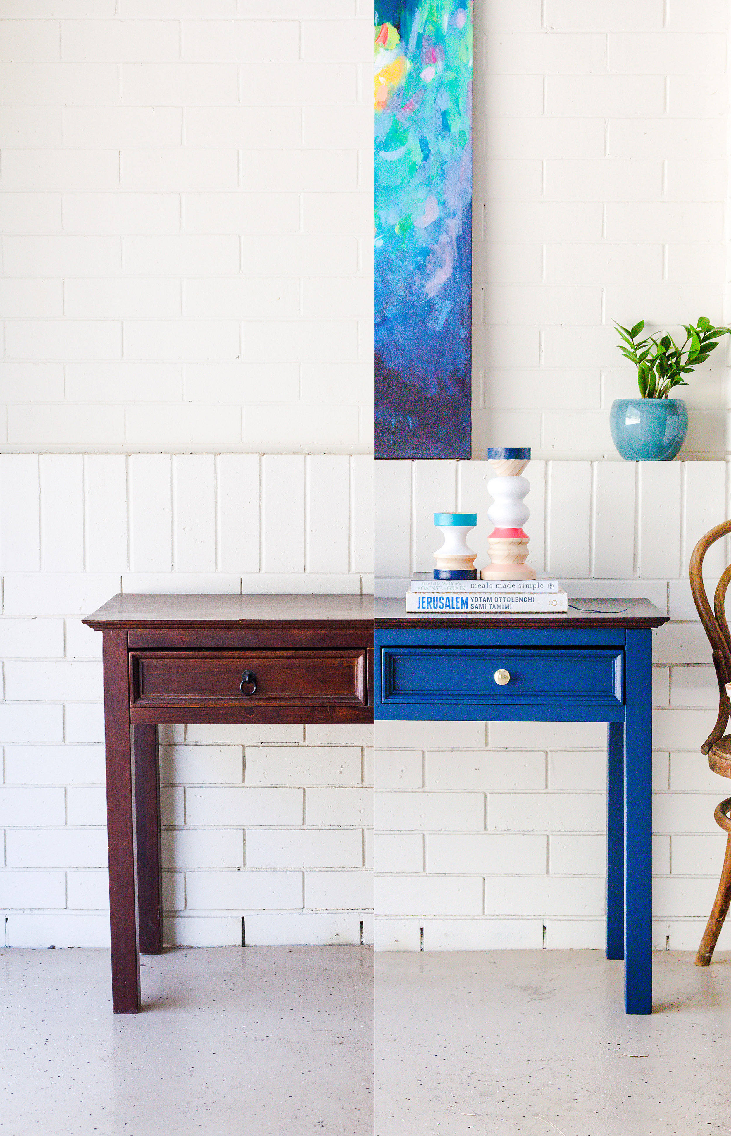 Mid Century Hall Table Makeover