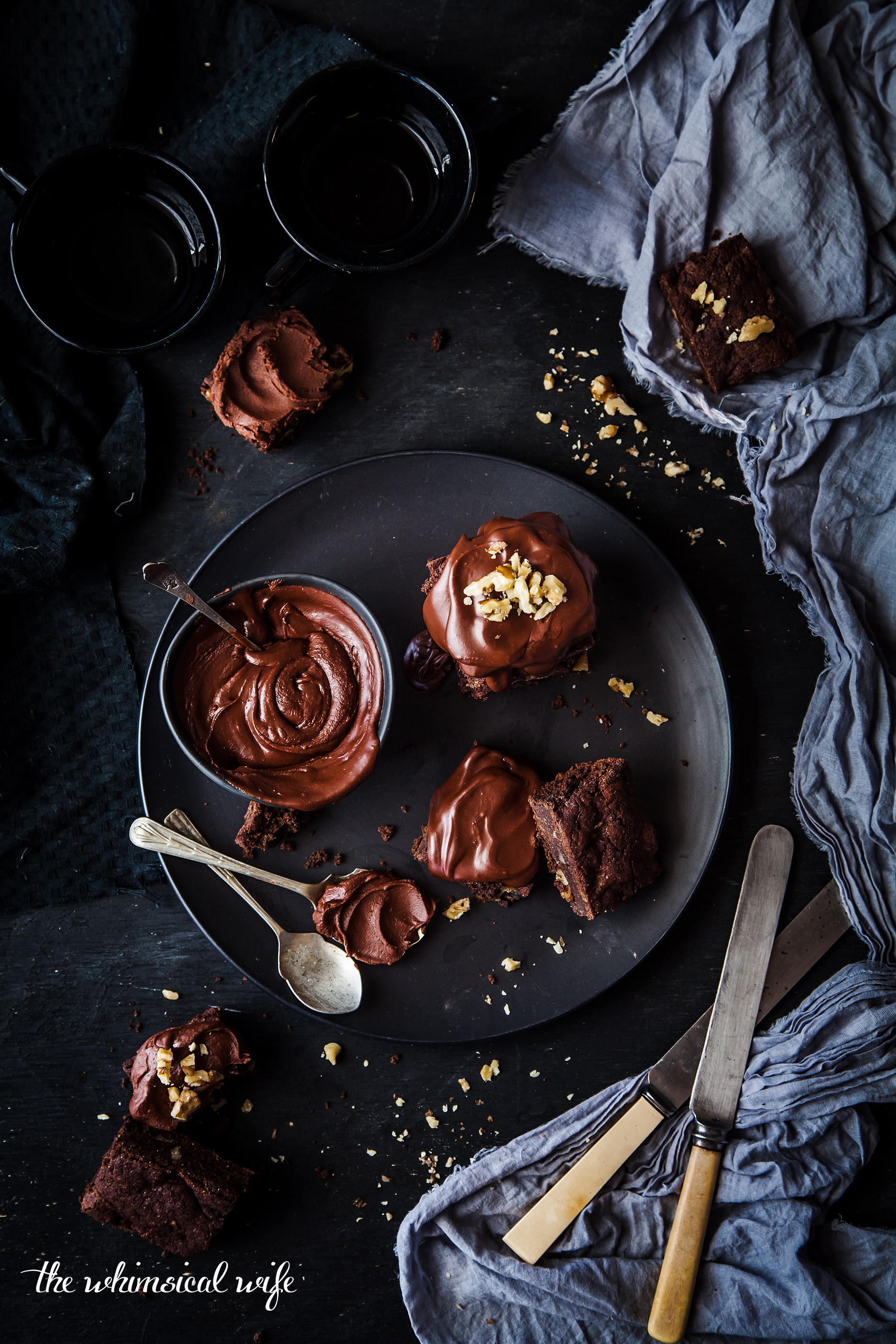 Double Chocolate Walnut Brownies With Fudgy Chocolate Icing {DF, GF}