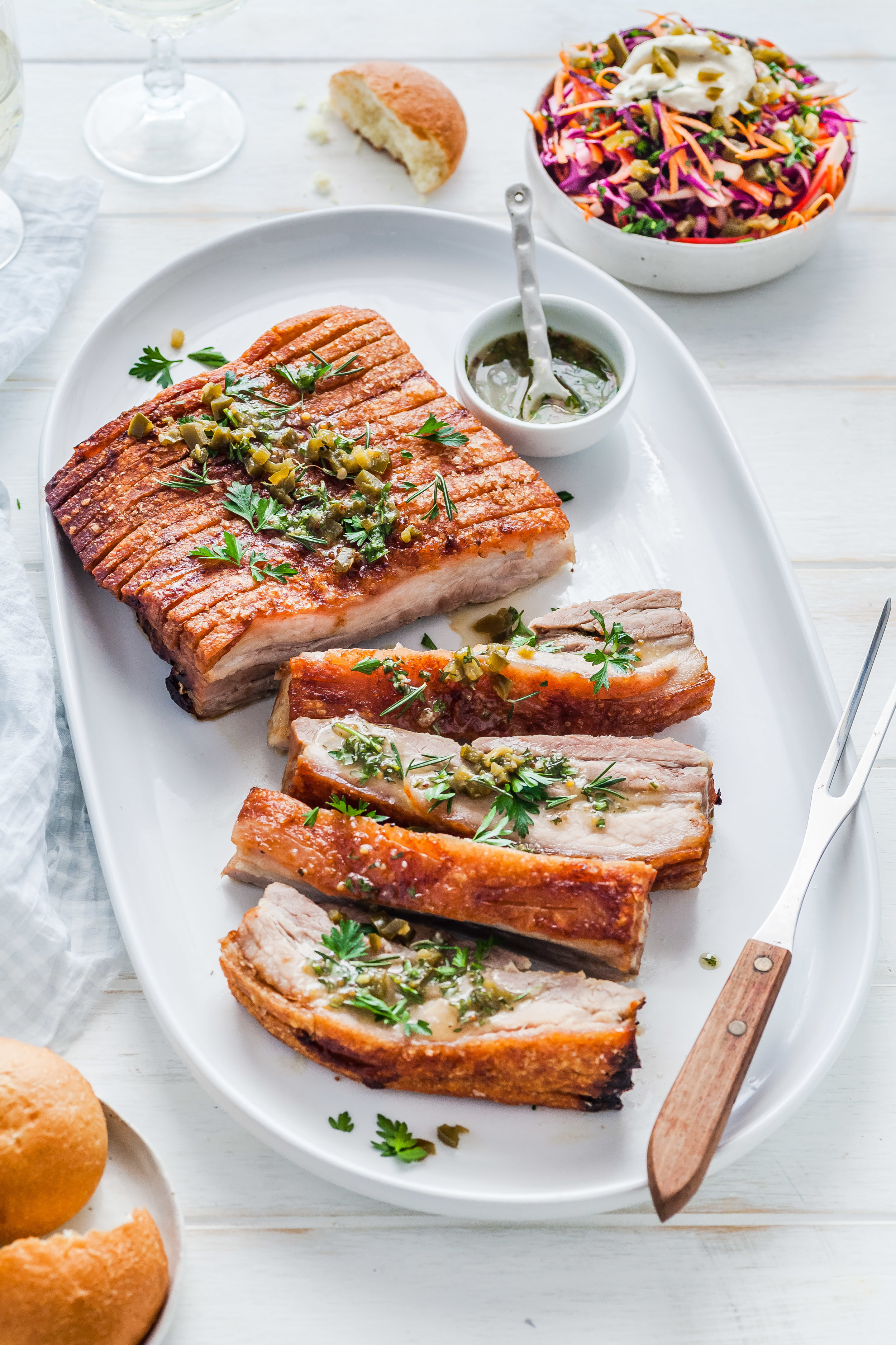 Herb, Honey Mustard Murray Valley Pork Belly With Jalapeno Fennel &amp; Apple Slaw {GF &amp; DF}